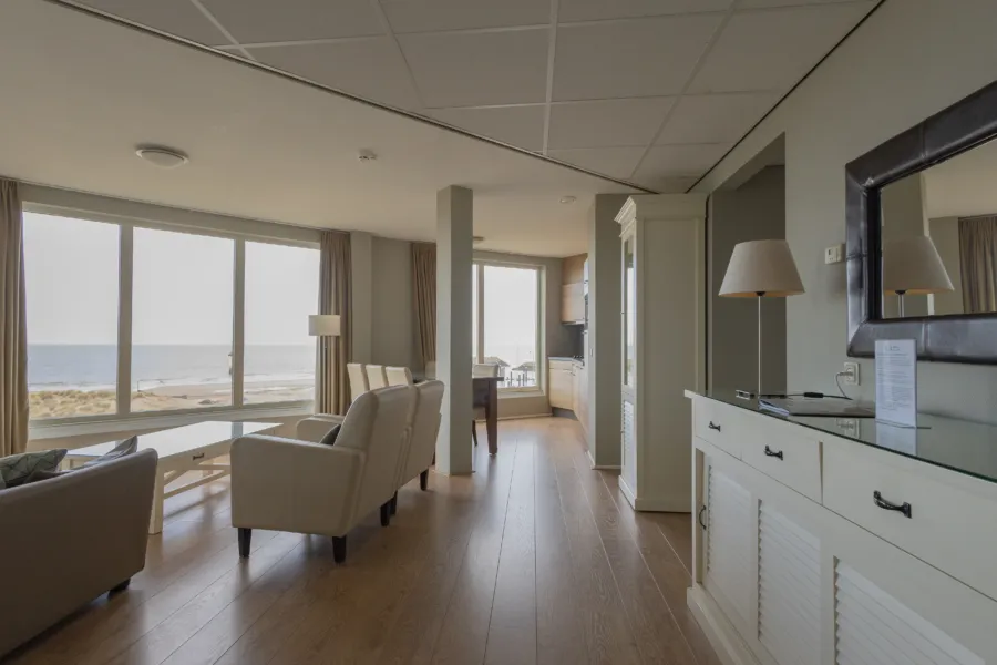 De Wielingen 308 vakantieappartement in Cadzand met zeezicht woonkamer2